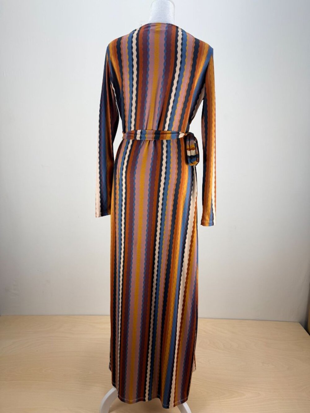 VICI Wrap Maxi Dress Striped Boho Long Sleeve Multicolor Size M - Picture 3 of 14
